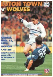 Programme: Luton Town FC vs Wolverhampton Wanderers (12th Apr 1994)