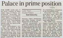 Match Report: Luton Town FC vs Crystal Palace (16th Apr 1994)