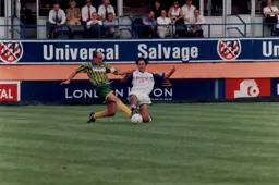Aaron Skelton in a skirmish with Albion's Mike Phelan