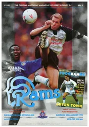 Programme: Derby County vs Luton Town FC (20th Aug 1994)