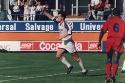 Ceri Hughes signals his goal