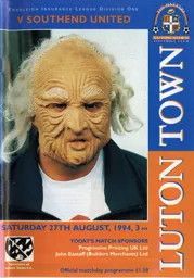 Programme: Luton Town FC vs Southend United (27th Aug 1994)
