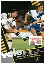 Programme: Port Vale vs Luton Town FC (3rd Sep 1994)