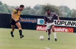 Dwight Marshall toys with the Watford defence