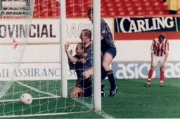 David Preece is submerged after scoring the winner