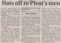 Match Report: Sheffield United vs Luton Town FC (22nd Oct 1994)