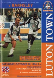 Programme: Luton Town FC vs Barnsley (29th Oct 1994)
