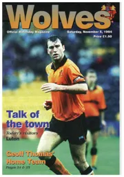 Programme: Wolverhampton Wanderers vs Luton Town FC (5th Nov 1994)