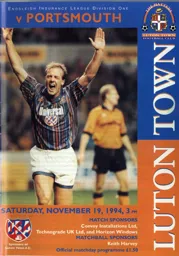 Programme: Luton Town FC vs Portsmouth (19th Nov 1994)