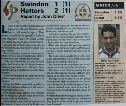 Match Report: Swindon Town vs Luton Town FC (26th Nov 1994)