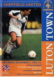 Programme: Luton Town FC vs Sheffield United (3rd Dec 1994)