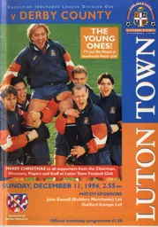Programme: Luton Town FC vs Derby County (11th Dec 1994)