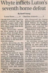 Match Report: Luton Town FC vs Charlton Athletic (2nd Jan 1995)