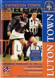 Programme: Luton Town FC vs Swindon Town (18th Feb 1995)