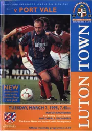 Programme: Luton Town FC vs Port Vale (7th Mar 1995)