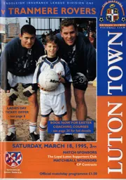 Programme: Luton Town FC vs Tranmere Rovers (18th Mar 1995)