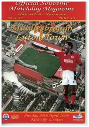 Programme: Middlesbrough vs Luton Town FC (30th Apr 1995)