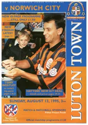 Programme: Luton Town FC vs Norwich City (13th Aug 1995)