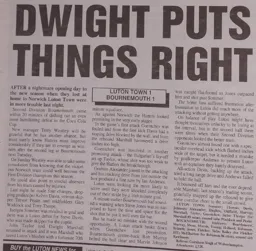 Match Report: Luton Town FC vs Bournemouth (15th Aug 1995)