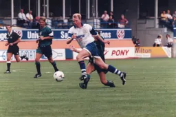 David Oldfield appears to be fouled on his way to goal