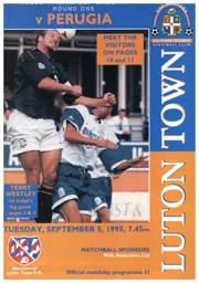 Programme: Luton Town FC vs Perugia (5th Sep 1995)