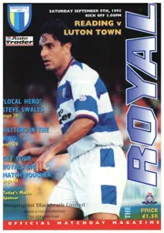 Programme: Reading vs Luton Town FC (9th Sep 1995)