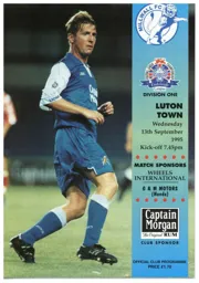 Programme: Millwall vs Luton Town FC (13th Sep 1995)