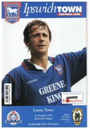 Programme: Ipswich Town vs Luton Town FC (22nd Oct 1995)