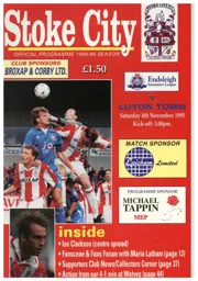 Programme: Stoke City vs Luton Town FC (4th Nov 1995)