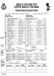 Programme: Cesena  vs Luton Town FC (8th Nov 1995)