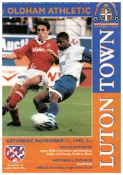 Programme: Luton Town FC vs Oldham Athletic (11th Nov 1995)