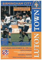 Programme: Luton Town FC vs Birmingham City (18th Nov 1995)