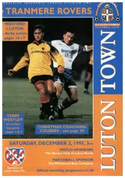 Programme: Luton Town FC vs Tranmere Rovers (2nd Dec 1995)