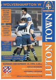 Programme: Luton Town FC vs Wolverhampton Wanderers (10th Dec 1995)