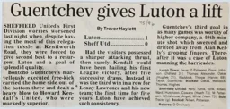 Match Report: Luton Town FC vs Sheffield United (31st Jan 1996)
