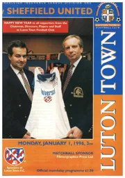 Programme: Luton Town FC vs Sheffield United (31st Jan 1996)