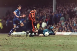 Tony Thorpe about to put the Town into the lead