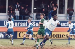 Tony Thorpe wheels away after netting the penalty that secures all three points