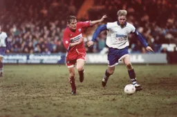 David Oldfield in a battle with Phil Parkinson