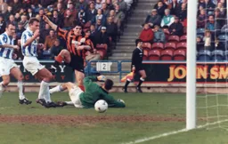 Tony Thorpe fires a shot just wide