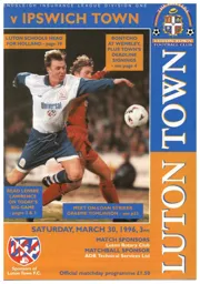 Programme: Luton Town FC vs Ipswich Town (30th Mar 1996)