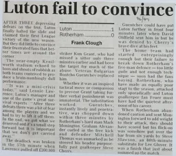 Match Report: Luton Town FC vs Rotherham United (31st Aug 1996)