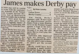 Match Report: Luton Town FC vs Derby County (17th Sep 1996)