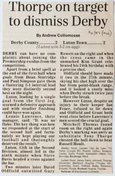 Match Report: Derby County vs Luton Town FC (25th Sep 1996)