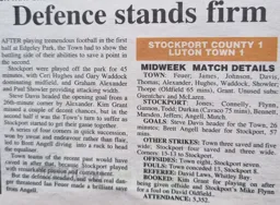 Match Report: Stockport County vs Luton Town FC (15th Oct 1996)