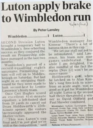 Match Report: Wimbledon vs Luton Town FC (22nd Oct 1996)