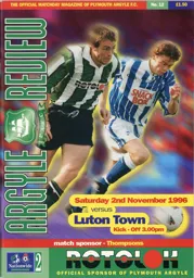 Programme: Plymouth Argyle vs Luton Town FC (2nd Nov 1996)