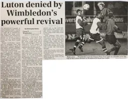 Match Report: Luton Town FC vs Wimbledon (12th Nov 1996)