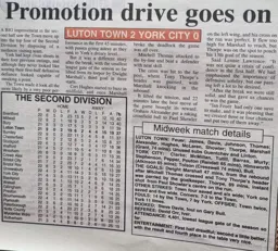 Match Report: Luton Town FC vs York City (3rd Dec 1996)