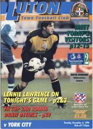 Programme: Luton Town FC vs York City (3rd Dec 1996)